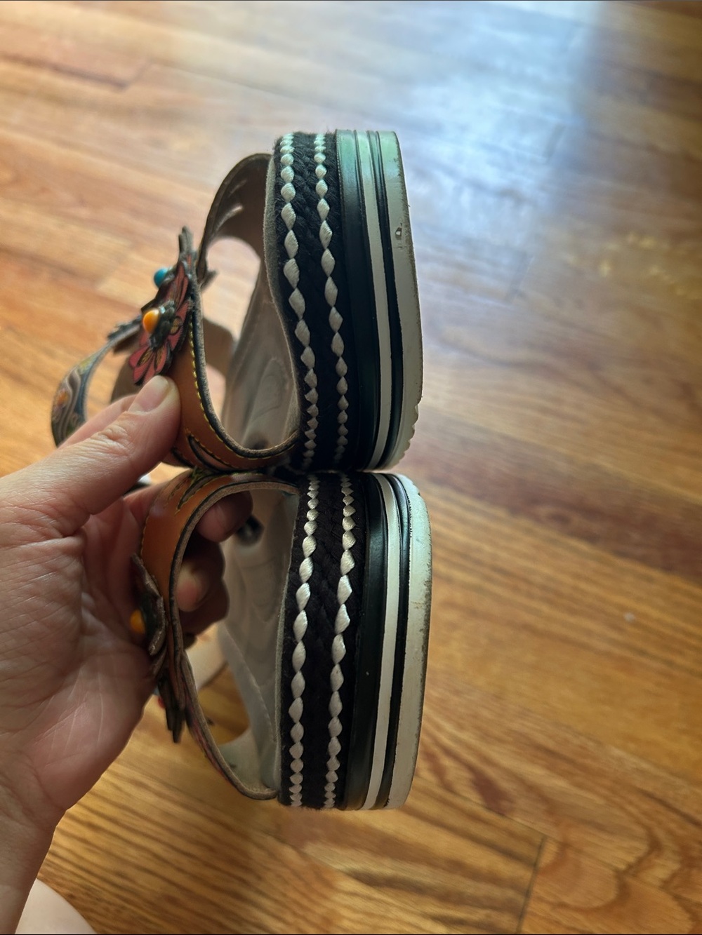 L’Artiste by Spring Laga Sandals Leather Floral Slingback Boho Size EU 40 US 9 - Picture 10 of 16